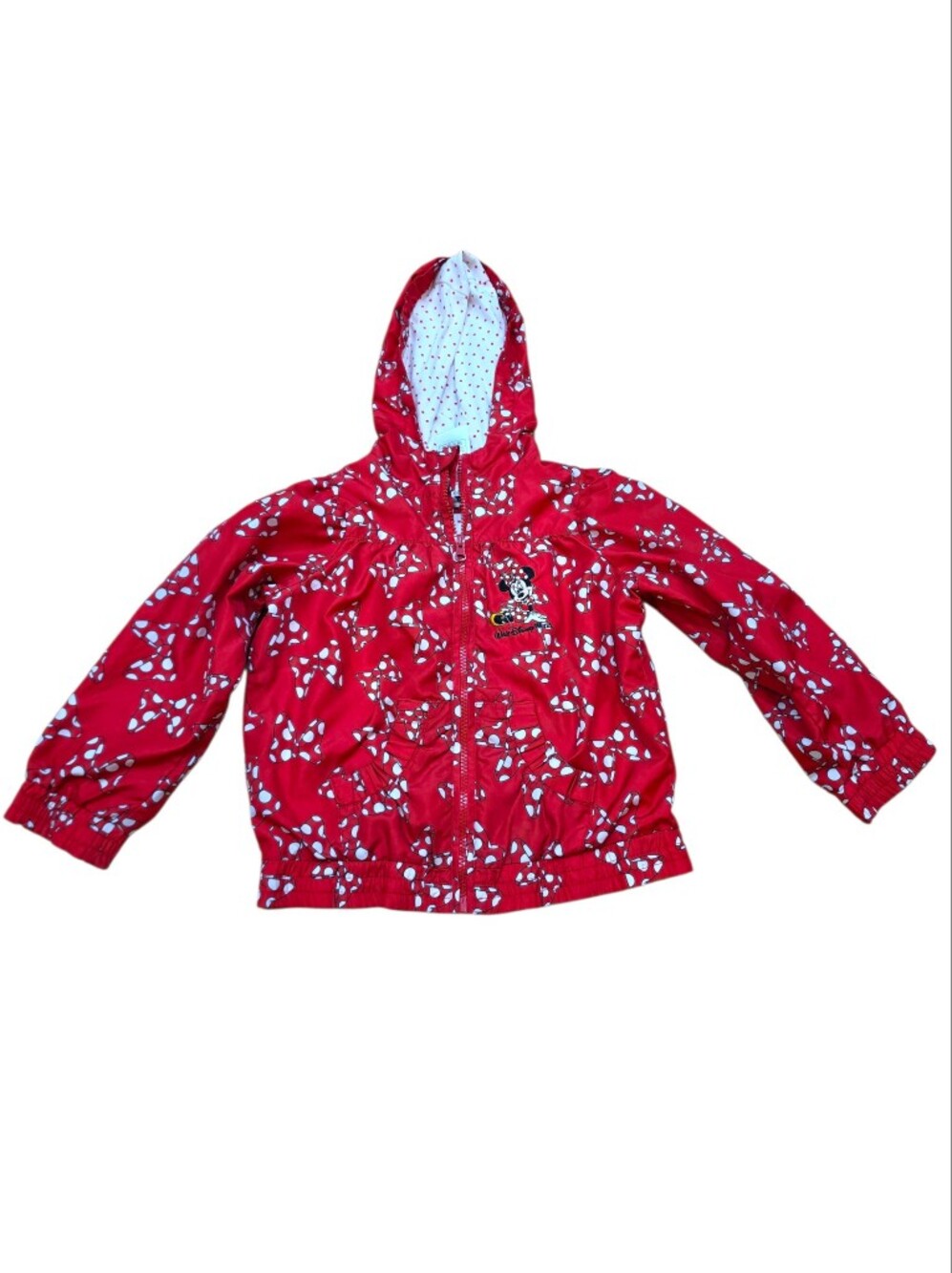 Disney Parks Minnie Mouse Red Hooded Windbreaker Jacket Girls Size XS 4/5